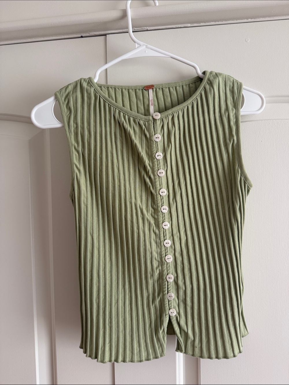 Free People Tilly Button Down Tank Top in Green Size S